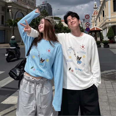 Áo Thun Tay Dài DogCartoon ZUTEE A86. Thun cotton In Hình Thoải Mái Thoáng Mát
