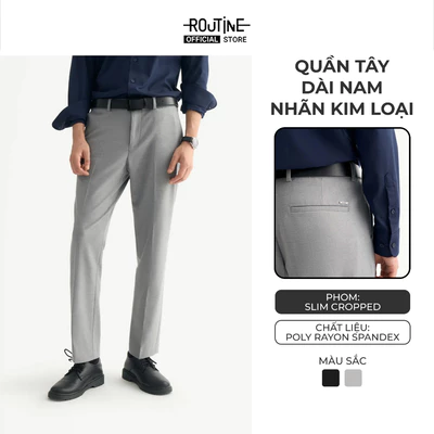 Quần Tây Dài Nam Nhãn Kim Loại Form Slim Cropped - Routine 10F25PFO022