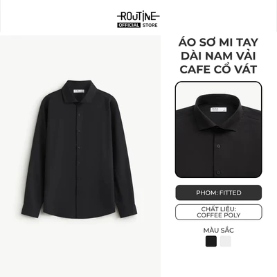 [ĐƠN 699K TẶNG VỚ] Áo Sơ Mi Tay Dài Nam Vải Cafe Cổ Vát Form Fitted - Routine 10F25SHL015