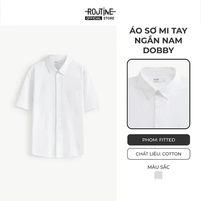 [ĐƠN 699K TẶNG VỚ] Áo Sơ Mi Tay Ngắn Nam Dobby Form Fitted - Routine 10F25SHS005