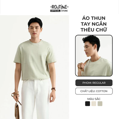 [ĐƠN 699K TẶNG VỚ] Áo Thun Tay Ngắn Thêu Chữ Form Regular - Routine 10S25TSS047
