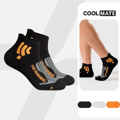 Tất/Vớ chạy bộ cổ thể thao Trung Advanced, tất running mềm mại, hỗ trợ chuyển động - Coolmate