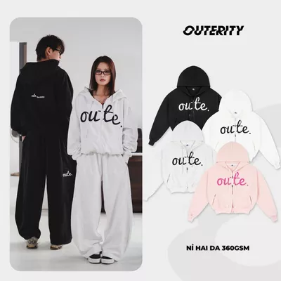 Áo Khoác Nỉ Hoodie Zip Outerity Big Logo Form Boxy Nỉ Hai Da Unisex Nam Nữ / Dreamer Collection