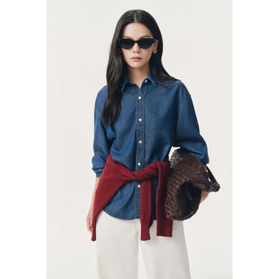 Áo sơ mi denim dáng oversize Mono Talk - MCS26W-T10001FB