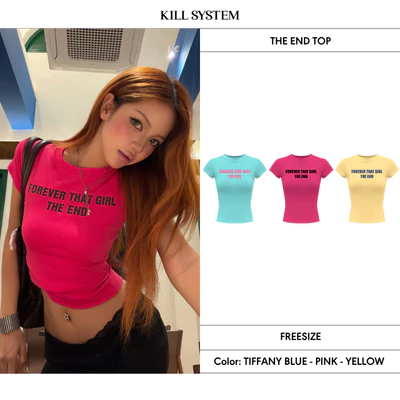 Áo thun babytee ôm body in chữ THE END - 𝐊𝐈𝐋𝐋 𝐒𝐘𝐒𝐓𝐄𝐌