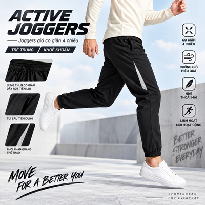 Quần Gió Nam ACTIVE JOGGERS TORANO Color Match Cản Bụi, Cản Gió, Giữ ấm EWBW003