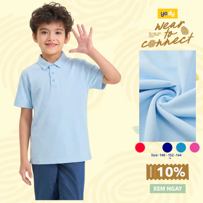 Áo Polo Teen Cổ Ép Có Xẻ Tà thun bé lớn mềm mại thoáng mát TCPO26A001