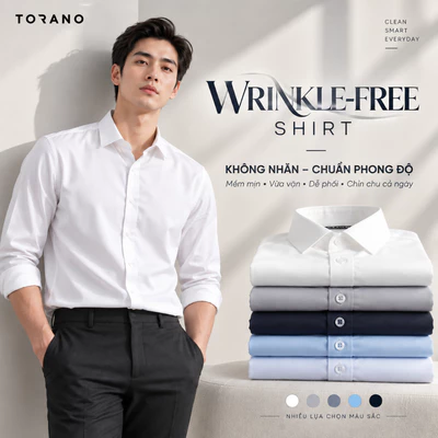 Áo sơ mi nam WRINKLE-FREE SHIRT TORANO dài tay trơn phom chuẩn lịch sự - FATB002