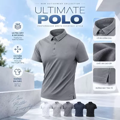 Áo Polo Thể Thao nam ULTIMATE POLO TORANO ngắn trơn phong cách lịch sự nam tính FSTP027