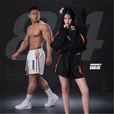 Quần Degrey màu TRẮNG/ ĐEN Trackline vải dù thể thao 2 lớp