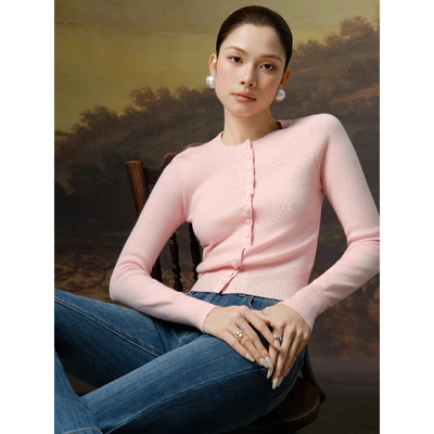 RUBIES Ellen Cardigan - Áo Dệt Kim Nữ Vải Viscose Tay Dài Cổ Tròn