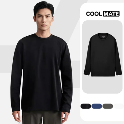 [MUA 2 GIẢM 40%]Áo dài tay nam Cotton Relaxed Fit Thoải Mái, giữ ấm tốt Coolmate