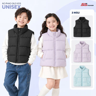 [GIÁ MỞ BÁN]Áo Phao Gile Cho Bé Trai Bé Gái 5S FASHION Lót Nỉ Cực Ấm Phom Regular Thoải Mái K0APH25011-K0APH25111