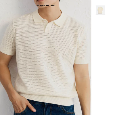 [New8] Áo Polo Boxy Dệt Kim Mesh Bear Chất Liệu Len Cotton-Poly-Rayon Năng Động Thoải Mái, PL0279 SOME HOW STORE