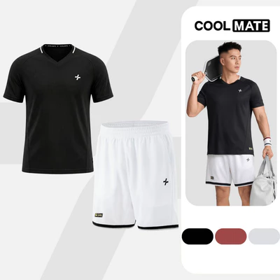 Set đồ bộ thể thao nam Pickleball Áo thun cổ V và Quần short Essentials Nhanh khô Coolmate  [LS]