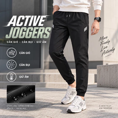 Quần Gió Nam ACTIVE JOGGERS TORANO can phối màu túi khóa in logo Cản Bụi, Cản Gió, Giữ ấm GWBW003