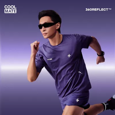 [BST Run Safe In The Dark]Áo chạy bộ nam 360Reflect Phản Quang mọi góc Áo thun thể thao form regular, relax Coolmate