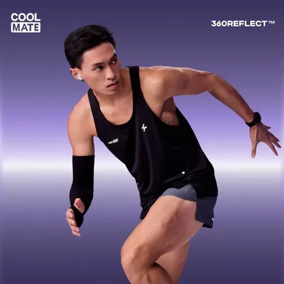 [BST Run Safe In The Dark]Áo chạy bộ nam 360Reflect Phản Quang mọi góc Áo tanktop thể thao siêu nhẹ, thoáng mát Coolmate