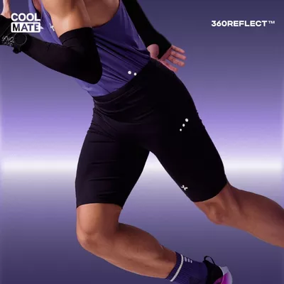 [BST Run Safe In The Dark]Quần biker chạy bộ phản quang basic 360Reflect, quần thể thao tight fit ôm gọn Coolmate