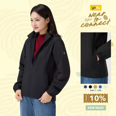 Áo khoác gió nữ YODY basic cản gió chống bụi hiệu quả WCWC25F048