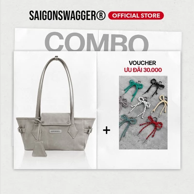 COMBO Túi Xách Da Elegant size S Kèm Charm Nơ Màu Random SAIGONSWAGGER® ELEGANT BAG /SMALL/