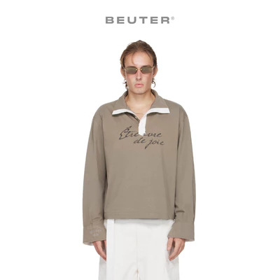 Áo Polo Nam Tay Dài ‘Être ivre de joie’ Xanh Rêu - BEUTER® x PALLADIUM ‘Être ivre de joie’ LONG SLEEVE POLO - MOSS GREEN
