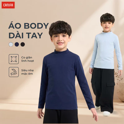 Áo body dài tay bé trai CANIFA cổ lửng 3 phân dáng ôm co giãn êm mịn có chứng chỉ OEKOTEX an toàn với làn da 2IT26W001