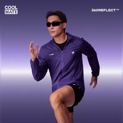 [BST Run Safe In The Dark]Áo khoác chạy bộ nam 360Reflect™ siêu nhẹ thoáng khí, phản quang mọi góc áo Coolmate