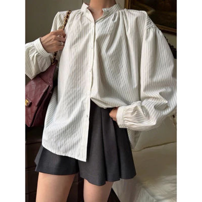 RUBIES Brio Shirt - Áo Sơ Mi Nữ Vải Kate Tay Dài Cổ Trụ
