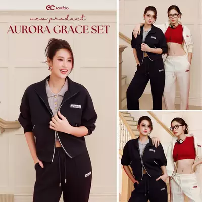 Set Bộ ECOCHIC AURORA GRACE Áo Polo Khoá Zip 2 Chiều Chất Liệu Cao Cấp Mềm Mịn Chính Hãng B182