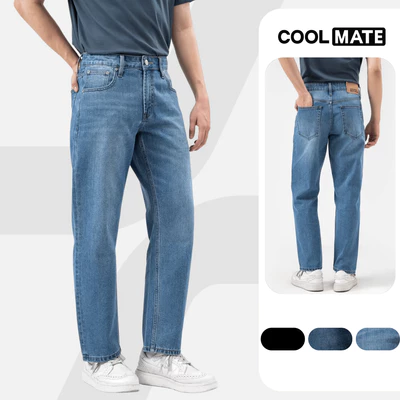 Quần Jeans Basics dáng suông rộng Regular Straight dày dặn, quần dài đi làm đi chơi Coolmate