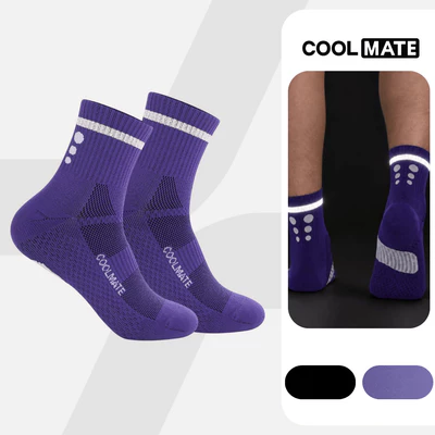 [BST Run Safe In The Dark]Tất cổ trung chạy bộ unisex phản quan 360Reflect, tất thể thao mềm mịn, giảm ma sát Coolmate