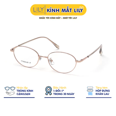 Gọng kính mắt Oval nam nữ LILYEYEWEAR chất liệu IP-Titanium cao cấp kiểu dáng hiện đại màu sắc thời trang 98759