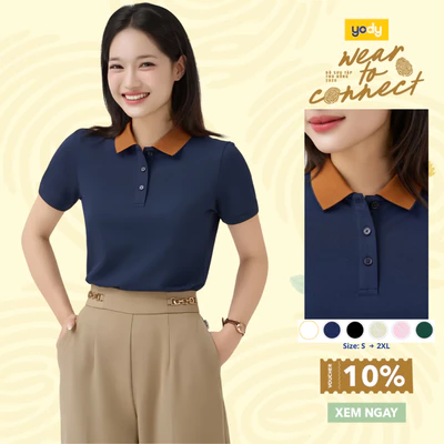 Áo Polo Nữ Ngắn Tay Mắt Chim Cổ Phối Bo Co Giãn Thông Thoáng WCPO26A052