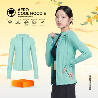 Áo Khoác Nữ Chống Nắng, Chống UV AERO COOL HOODIE Vải Co Giãn LIMEORANGE OO26477101