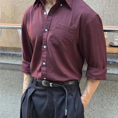 Áo Sơ Mi Nam B Brown Dài Tay Vải Linen Cotton Cổ Button Down Form Relax - Mason Button Down Linen Shirts ASMLMS01