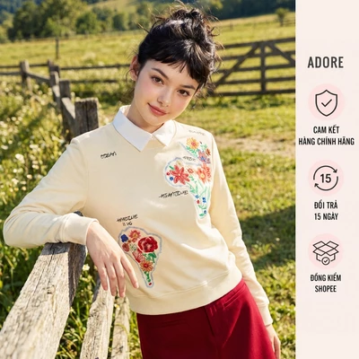 Áo nỉ kem thêu hoa - 512SW10021 ADORE
