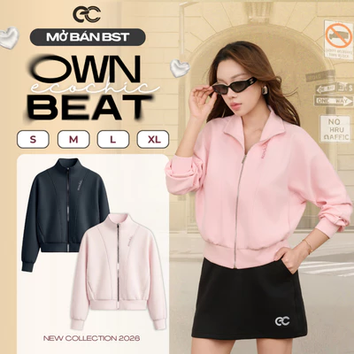 Áo Khoác Bomber ECOCHIC B258 Áo Cổ Khoá Kéo Kim Loại Bo Gấu Logo Thêu Chất Liệu Nỉ Cao Cấp Chính Hãng