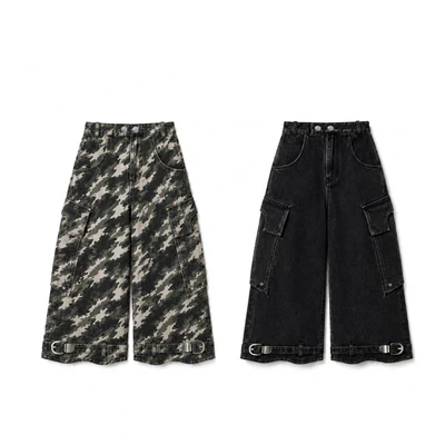 Quần RANVERBAE KAIHO RIVET CARGO Jorts CAMO / BLACK