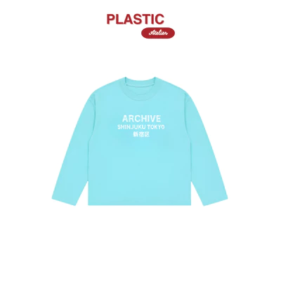 Áo Thun Tay Dài Long Sleeve Boxy "Tokyo" 250gsm Form Rộng Cổ Tròn Unisex Nam Nữ Basic XANHTOKYO02