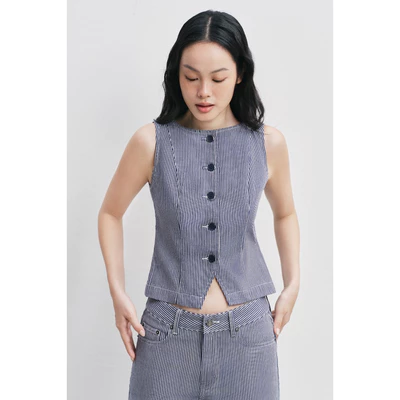 Áo kiểu Nữ LIBÉ Denim Striped Vest Top Denim Sọc Trắng 7803
