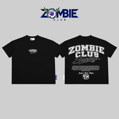 Áo thun boxy, zombie club, SUPPYLY in nổi, form rộng,couple unisex, cotton 2 chiều 250gsm