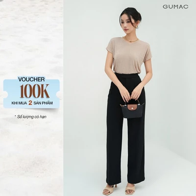 [NHẬP MÃ AFFTHAG GIẢM 99K] Quần Tây Nữ GUMAC Ống Suông Lưng Cao Phối Dây Thắt Nơ Có Túi LQF1012 - LQG0501 - LQG08091