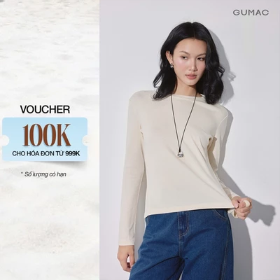 Áo Thun Giữ Nhiệt Nữ GUMAC Form Ôm Slim Cổ Tròn Tay Dài Cotton Co Giãn Đánh Eo 2 Bên Tôn Dáng ATG09059