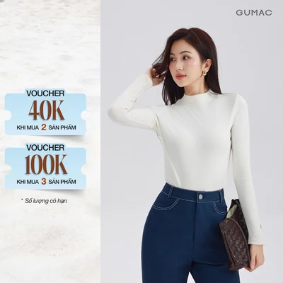 Áo Thun Nữ Dài Tay GUMAC Form Slim Cổ Cao Ôm Vừa Tôn Dáng Chống Nắng LATE0927 - LATG09038