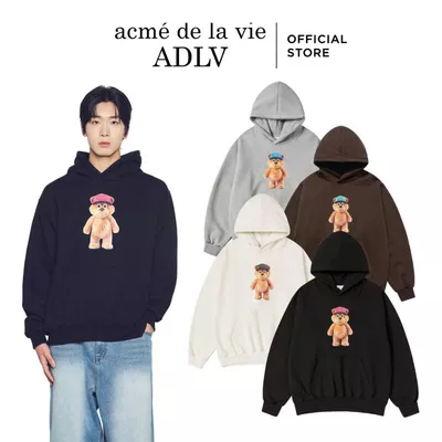 Áo Hoodie ADLV 3D Stand AC Bear Napping dáng oversized màu Đen/Kem/Nâu đậm/Muối tiêu- Hàng chính hãng