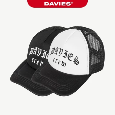 Nón lưỡi trai phối lưới nam nữ DAVIES hoạ tiết hình in chữ đường phố dây cài bấm nút Engra Trucker Hat | D-C12