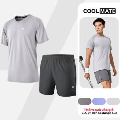 Set thể thao Gym Pickleball Áo thun Training Seamless Body Mapping Quần 5inch Essential Coolmate