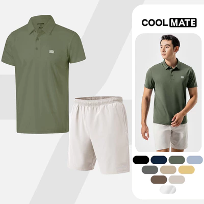 [TẶNG COMBO 2 ĐÔI TẤT]Set thể thao Pickleball, Tennis Gym Áo Polo Promax và Quần 7inch đa năng thoáng khí Coolmate