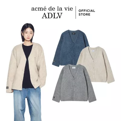 Áo Len Cardigan V Neck Solid Màu Be/Xanh dương/Xám - Hàng chính hãng